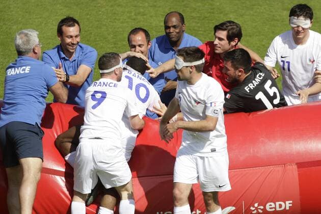 Blind football, international match, France - Germany