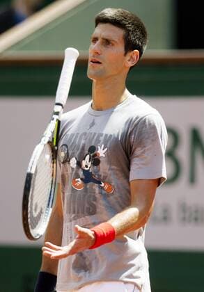 Tennis, Grand Slam, French Open in Paris, training Novak Djokovic with coach Boris Becker