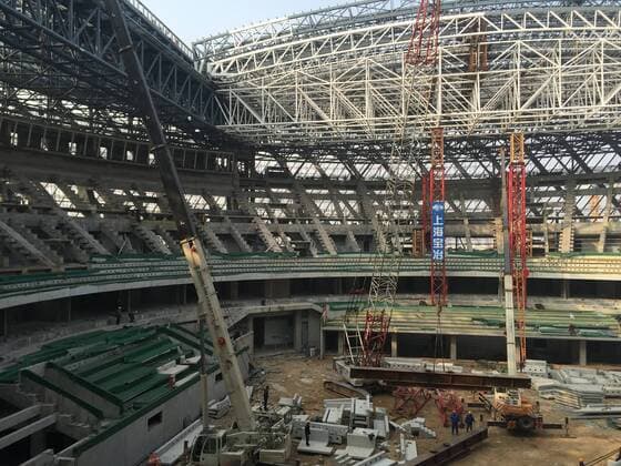Construction site of the new tennis stadium at the Wuhan Optics Valley International Tennis Center