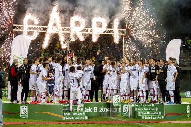 Football, Italy, Serie B, Carpi FC celebrate promotion