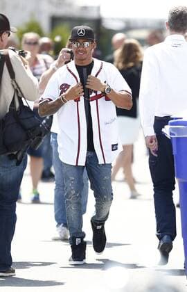 Motorsport, Formula 1, Canadian GP in Montreal, Lewis Hamilton in Atlanta Braves MLB jersey