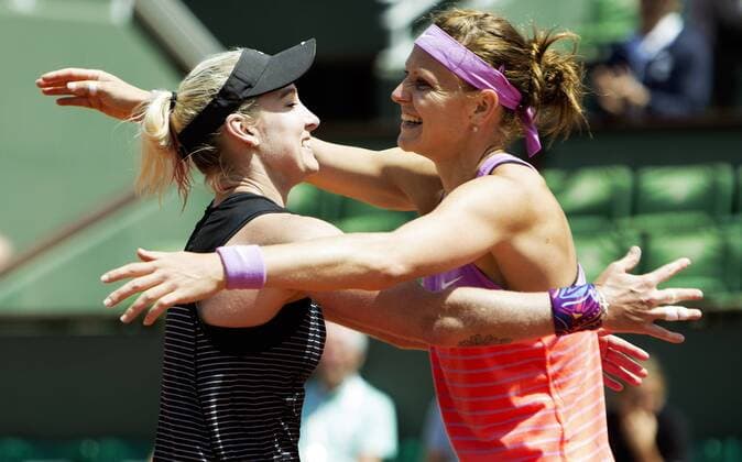 Tennis, Grand Slam, French Open in Paris, Women, Safarova and Mattek-Sands win doubles final
