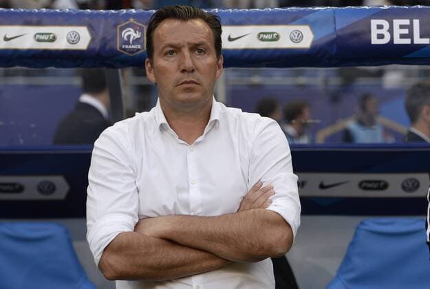 Football, international match, coach Marc Wilmots wins with Belgium in France