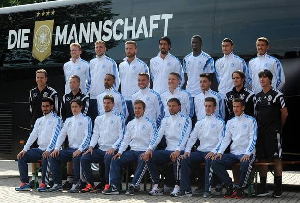 Football, DFB, national team Germany poses in front of the new team bus