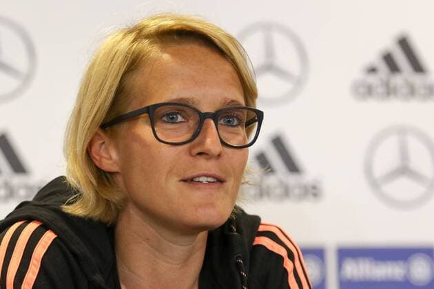 Football, Women, World Cup in Canada, PK National Team Germany with Saskia Bartusiak and Sara Däbritz