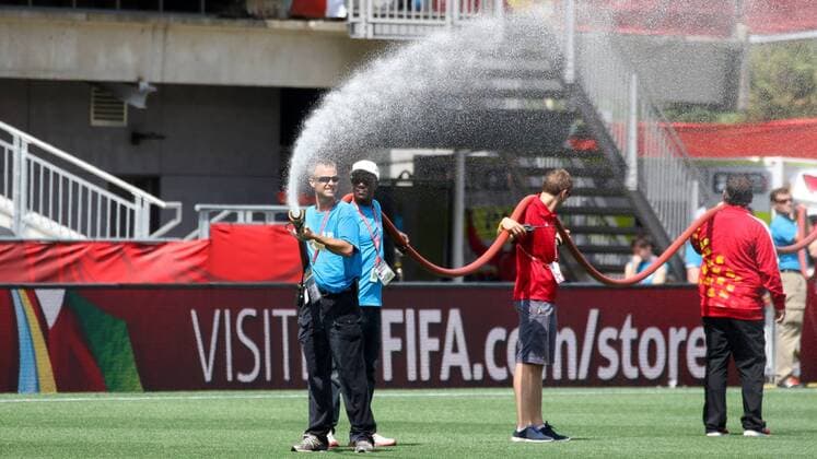 Football, Women's World Cup in Canada, Germany warming up before the match against Norway