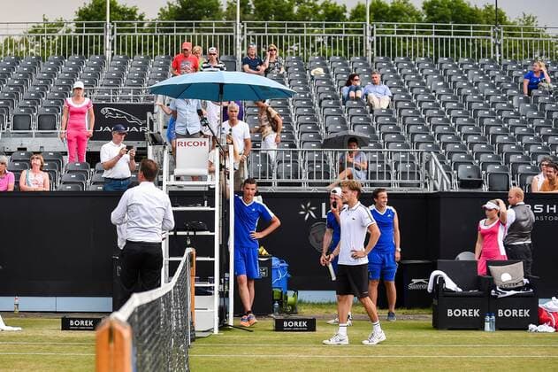 Tennis, ATP tournament in Rosmalen, rain interruption