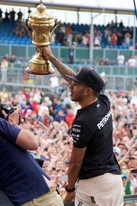 Formula 1, Silverstone GP, Lewis Hamilton celebrates home win with his fans