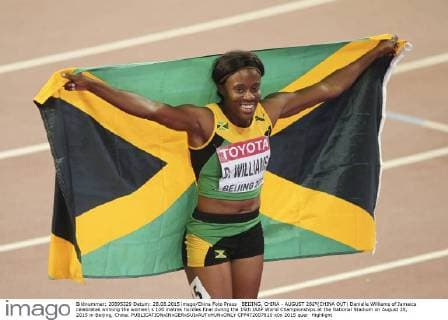 Athletics World Championships in Beijing - Award Ceremony: Danielle Williams is World Champion over 100m Hurdles