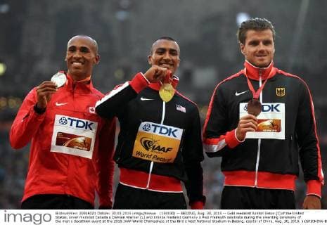World Championships in Athletics in Beijing - Decathlon award ceremony with world record holder Eaton and Rico Freimuth