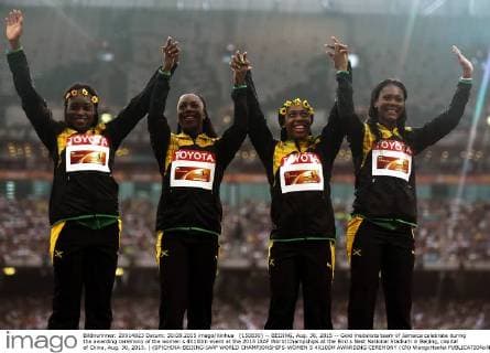 World Championships in Athletics in Beijing - Award Ceremony 4x100m Women