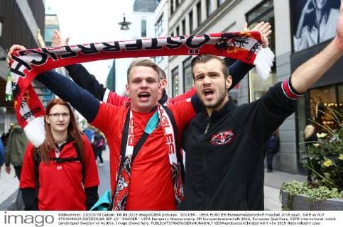 Football, Euro Quali, Austrian fans before the match in Stockholm