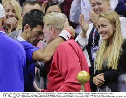 Tennis, Novak Djokovic celebrates US Open victory with coach Boris Becker