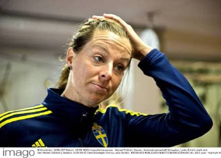Football, Women, National team Sweden, Lotta Schelin faces the media