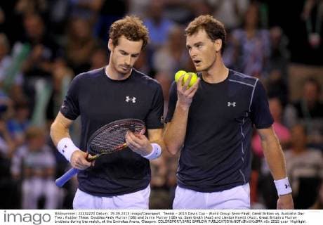 Tennis, DavisCup semi-finals, Great Britain - Australia, brothers Andy and Jamie Murray win the doubles