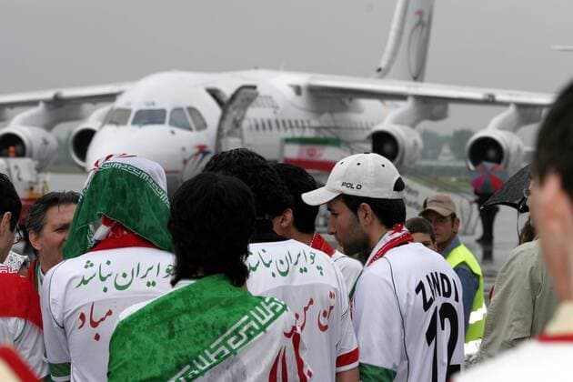 Football, World Cup 2006, Arrival of the Iranian national team in Friedrichshafen