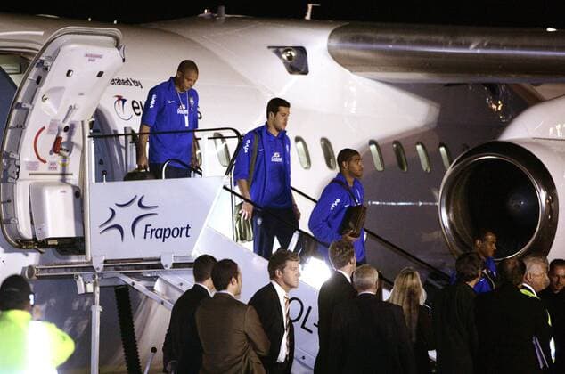 Football, World Cup 2006, Arrival of the Brazilian national team at Frankfurt Airport