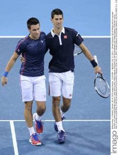 Tennis, ATP tournament in Beijing, Novak Djokovic with brother Djordje in doubles