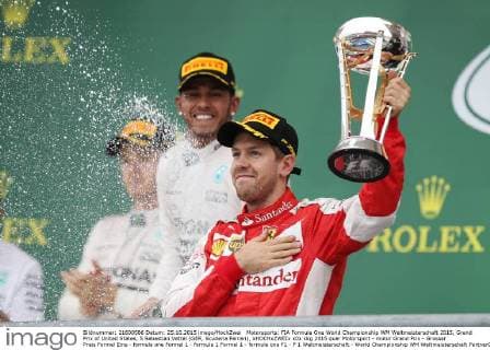 Formula 1, USA GP in Austin, Sebastian Vettel celebrates third place