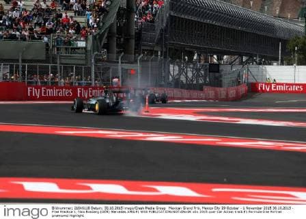 Formula 1, GP Mexico - Rosberg's brake on fire