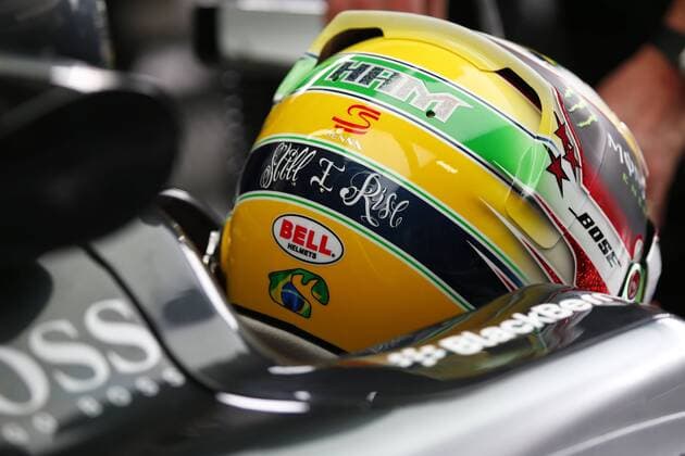 Formula 1, Brazil GP, Lewis Hamilton's helmet design recalls Ayrton Senna