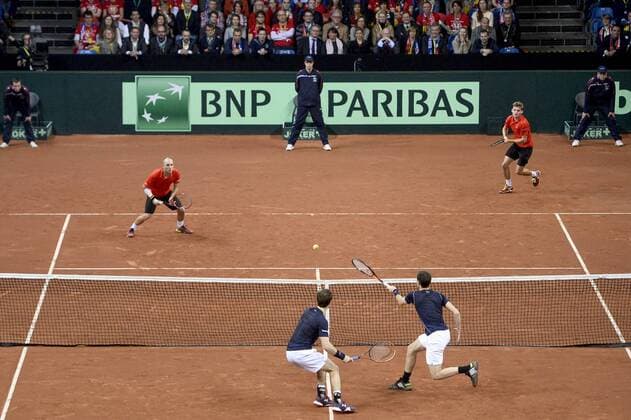 Tennis, Davis Cup final, Andy Murray and brother Jamie win doubles against Belgium