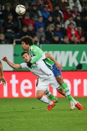 Football, FC Augsburg - VfL Wolfsburg, Dante sent off with yellow card