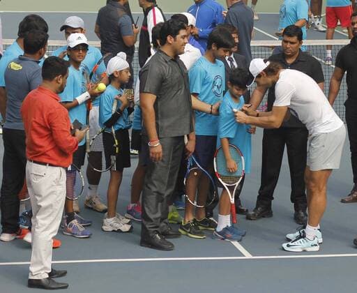 Tennis - Nadal at the Rafael Nadal Academy in New Delhi