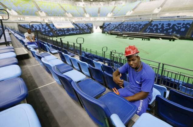 Rio Olympics, Carioca Arena construction site - venue for the basketball games