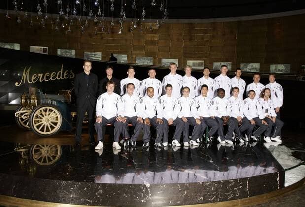 Football, The German National Team visits the Mercedes Benz Museum