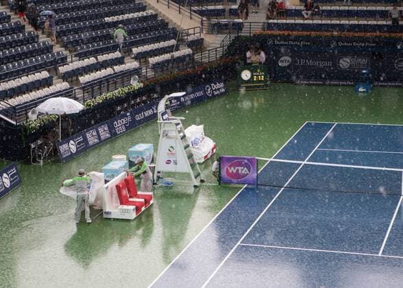 Tennis, WTA tournament in Dubai, rain interruption