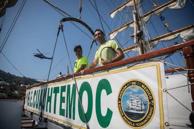 Tennis, David Ferrer and Santiago Gonzalez show training at a naval base in Acapulco