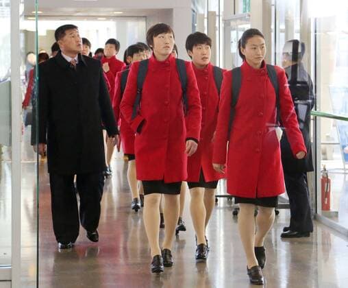 Football, Women, Olympic Quali, Arrival of North Korea in Japan