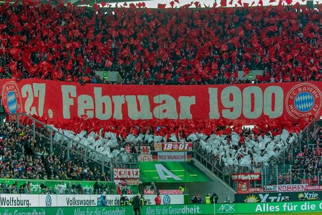 Football, FC Bayern Munich fans celebrate club's 116th birthday at VfL Wolfsburg