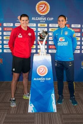 Football, Women, Algarve Cup, Brazil - Canada, Press conference