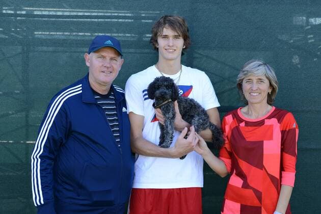 Tennis, Alexander Zverev with family and dog, ATP tournament in Indian Wells