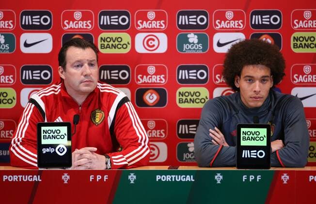 Football, Marc Wilmots and Axel Witsel - PK National Team Belgium in Leiria