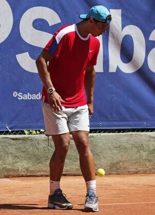 tennis, ATP tournament in Barcelona, Rafael Nadal training with light-footed ball handling