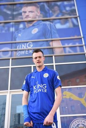 Football, Leicester Fan as Jamie Vardy Double