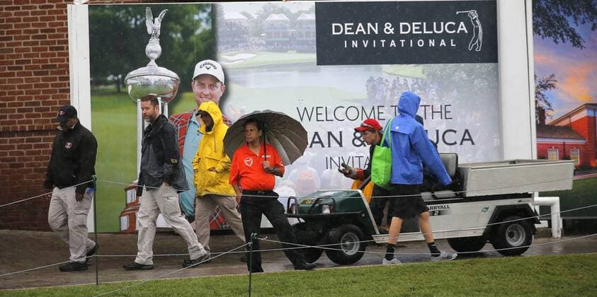 Golf, ProAm tournament in Fort Worth, rain interruption