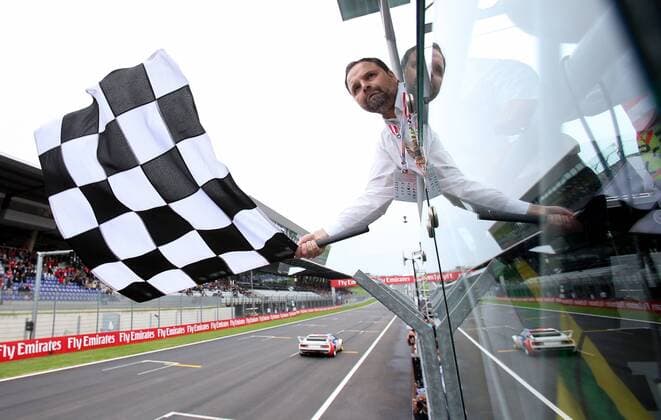 Formula 1 fan waves Chequered Flag, Austrian GP in Spielberg