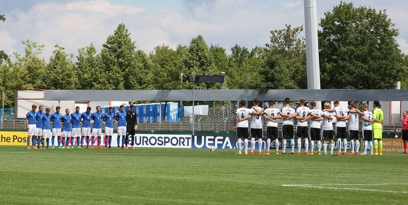 Football, U19 European Championship, Austria - Italy, Minute's silence for the victims of the train crash near Bari