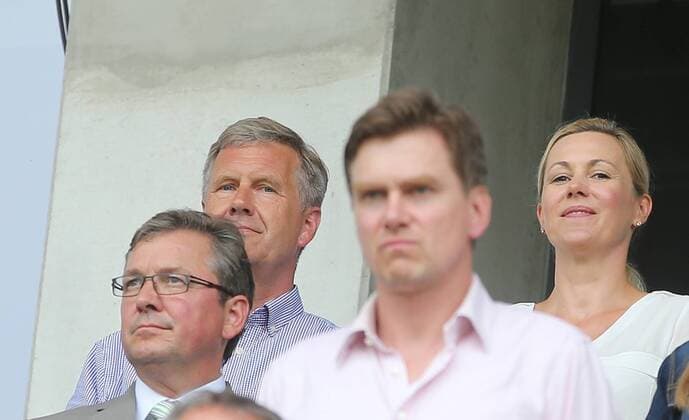 Christian and Bettina Wulff at the test match of the German women's national football team