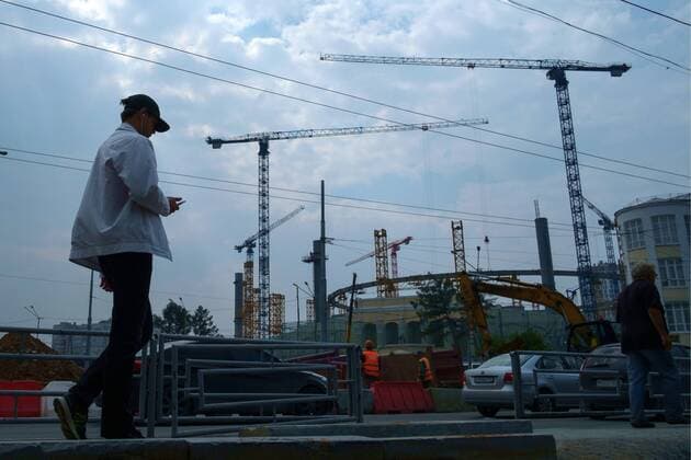 Football, Central Stadium in Ekaterinburg under construction for the 2018 FIFA World Cup