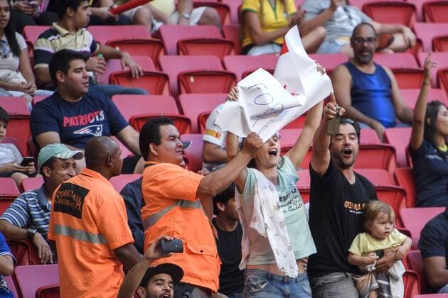 Rio 2016, protest against President Temer at women's football match Germany - Canada