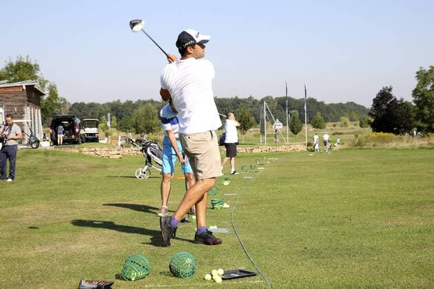 Michael Ballack with girlfriend Natacha Tannous at the Golf Charity Masters in Leipzig