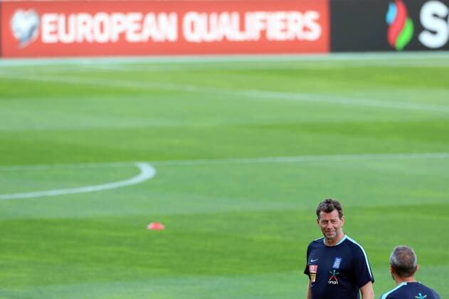 Football, World Cup Quali, National Team Greece PK and Coach with Michael Skibbe