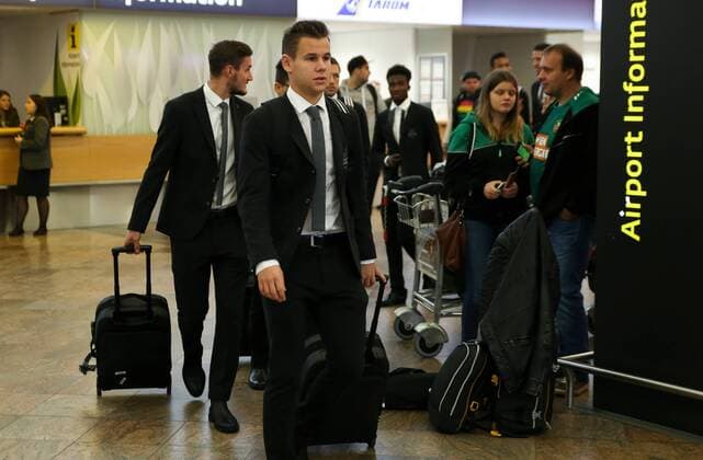 Football, EL, Rapid Vienna at the airport for the away game at Sassuolo Calcio