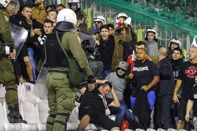 Football, EL, Police intervene in Liege fan block, Panathinaikos Athens - Standard Liege