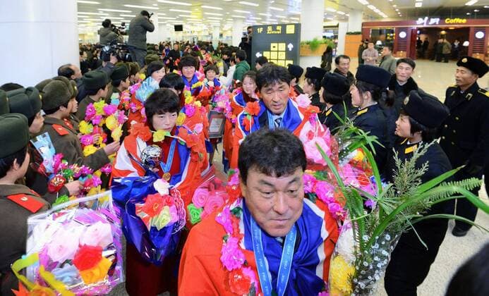 Football, Women, U20 World Cup, World Champions North Korea - Reception at Pyongyang Airport